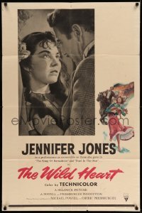 3f973 WILD HEART style A 1sh '52 Jennifer Jones in Selznick's version of Powell & Pressburger film