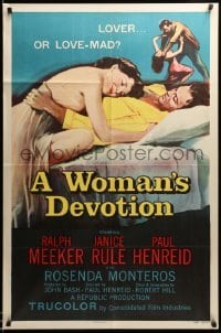 3f983 WOMAN'S DEVOTION 1sh '56 directed by Paul Henreid, Battle Shock, lover or love-mad!