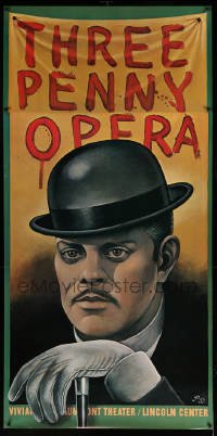 3h005 THREE PENNY OPERA stage play 3sh '76 Paul Davis art of Raul Julia as Mack the Knife!