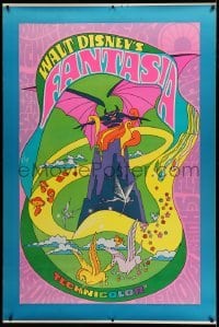 3h038 FANTASIA 40x60 R70 Disney classic musical, great psychedelic fantasy artwork!