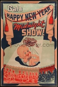 3h039 GALA HAPPY NEW YEAR MIDNIGHT SHOW 40x60 '57 artwork of giant baby 1958!