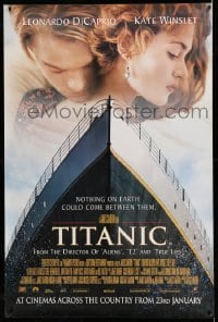 3h010 TITANIC English 40x58 '97 Leonardo DiCaprio, Kate Winslet, directed by James Cameron!
