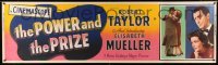 3h090 POWER & THE PRIZE paper banner '56 different image of Robert Taylor & pretty Mueller, rare!