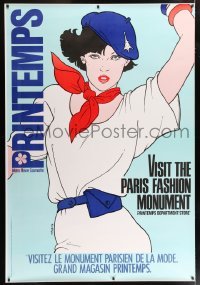 3h014 PRINTEMPS DS 47x69 French advertising poster '80s sexy woman in blue beret by Helene Majera!