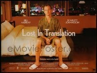 3j511 LOST IN TRANSLATION DS British quad '03 image of lonely Bill Murray in Tokyo, Sofia Coppola!