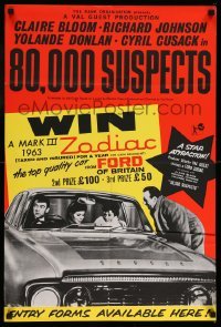 3j464 80,000 SUSPECTS English double crown '63 Val Guest thriller, Claire Bloom, really great car!
