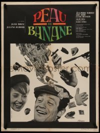 3j671 BANANA PEEL French 24x31 '63 Jeanne Moreau, Jean-Paul Belmondo, money rain by Ferracci!