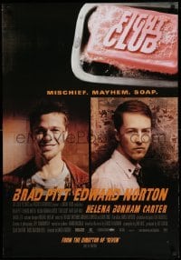 3k370 FIGHT CLUB 27x39 French commercial poster '99 Edward Norton and Brad Pitt & bar of soap!