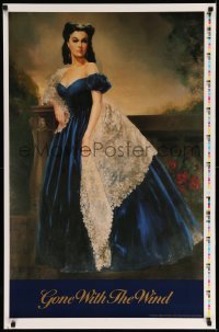 3k407 GONE WITH THE WIND printer's test 26x40 commercial poster '91 art of Vivien Leigh by Carlton!