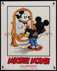 3k416 MICKEY MOUSE 60TH ANNIVERSARY 22x28 commercial poster '88 Disney, he's looking in mirror!