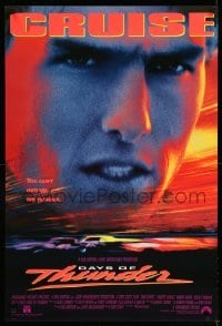 3k602 DAYS OF THUNDER 1sh '90 close image of angry NASCAR race car driver Tom Cruise!