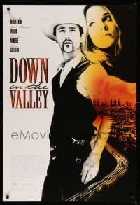 3k624 DOWN IN THE VALLEY 1sh '05 great image of Edward Norton, sexiest Evan Rachel Wood over city!