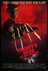 3k644 FREDDY'S DEAD 1sh '91 great art of Robert Englund as Freddy Krueger!