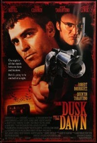 3k649 FROM DUSK TILL DAWN DS 1sh '95 George Clooney with smoking gun & Quentin Tarantino, vampires!