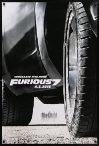 3k652 FURIOUS 7 teaser DS 1sh '15 Jason Statham, Dwayne Johnson, Vin Diesel, close up image of car!