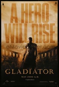 3k658 GLADIATOR teaser DS 1sh '00 Ridley Scott, cool image of Russell Crowe in the Coliseum!
