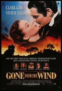 3k662 GONE WITH THE WIND advance 1sh R98 classic image of Clark Gable and Vivien Leigh!