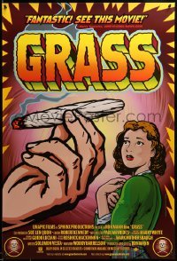 3k665 GRASS 1sh '99 history of marijuana in the U.S., Harrelson, great pseudo-retro drug artwork!