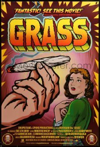 3k666 GRASS DS 1sh '99 history of marijuana in the U.S., Harrelson, great pseudo-retro drug artwork