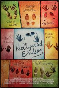3k695 HOLLYWOOD ENDING DS 1sh '02 Woody Allen, concrete shoe & hand imprints of main cast!