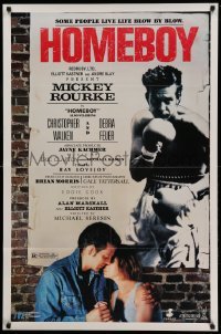 3k464 HOMEBOY 27x41 video poster '88 great images of tough boxer Mickey Rourke & Debra Feuer!