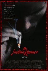 3k720 INDIAN RUNNER DS 1sh '91 directed by Sean Penn, cool close-up smoking image!