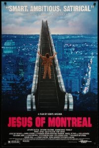 3k728 JESUS OF MONTREAL 1sh '90 Lothaire Bluteau, Wilkening, image of man on escalator to heaven!