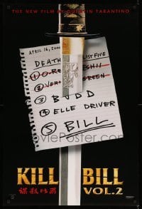 3k734 KILL BILL: VOL. 2 teaser 1sh '04 Quentin Tarantino, cool image of katana through hit list!