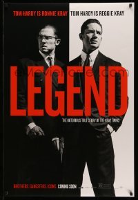3k747 LEGEND teaser DS 1sh '15 dual image of Tom Hardy who is both Ronnie and Reggie Kray!