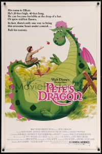 3k814 PETE'S DRAGON 1sh R84 Walt Disney, colorful art of cast headshots & dragon by Paul Wenzel!