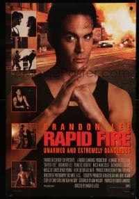 3k837 RAPID FIRE style C int'l DS 1sh '92 Powers Boothe, Nick Mancuso, great images of Brandon Lee