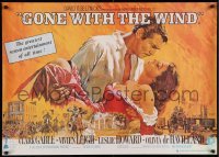 3k443 GONE WITH THE WIND 26x37 English REPRO poster '80s Clark Gable, Vivien Leigh, Howard!