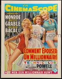 3k444 HOW TO MARRY A MILLIONAIRE 15x20 REPRO poster '00s Marilyn Monroe, Grable & Bacall!