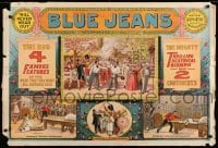 3k191 BLUE JEANS montage style 29x43 stage poster 1890 Joseph Arthur, cool stage play scenes!