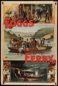 3k195 FOGG'S FERRY 28x42 stage poster 1893 montage of images with ferry boat & woman shooting!