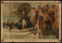 3k227 GOOD BYE MY LADS 24x34 English poster 1905 Fred Roe art of Lord Nelson leaving Portsmouth!