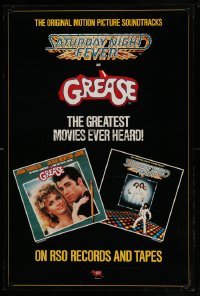 3k264 GREASE/SATURDAY NIGHT FEVER 24x36 music poster '79 Travolta, Olivia Newton-John, Bee Gees!