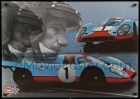 3k259 GULF PORSCHE 917 2-sided 24x33 Swiss advertising poster '70s Jo Siffert & schematic of racer!