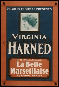 3k203 LA BELLE MARSEILLAISE 20x29 stage poster 1903 Virginia Harned, produced by Charles Frohman!