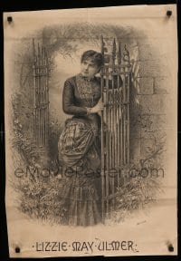 3k204 LIZZIE MAY ULMER 21x30 stage poster 1870s cool Baker art of the actress entering garden!