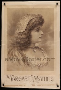 3k205 MARGARET MATHER 21x31 stage poster 1880s Canadian stage play actress, famous for Shakespeare!