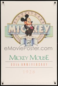 3k325 MICKEY MOUSE 60TH ANNIVERSARY 24x36 special '87 Walt Disney, art of Mickey Mouse in tuxedo!
