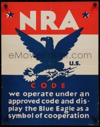 3k182 NRA US CODE 19x25 special '34 display the Blue Eagle as a symbol of cooperation, Colner art!