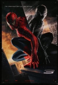 3k889 SPIDER-MAN 3 teaser DS 1sh '07 Sam Raimi, greatest battle, Tobey Maguire in red/black suits!