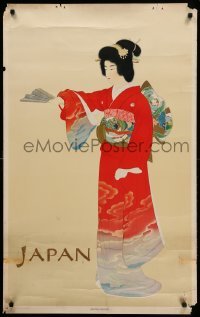 3k237 JAPAN 25x40 Japanese travel poster '70s woman in kimono, Shoen Uemura!