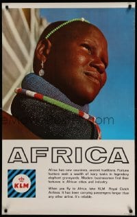 3k240 KLM AFRICA 25x40 Dutch travel poster '60s cool close-up portrait of native!
