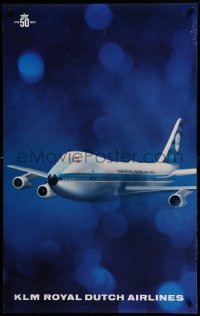 3k241 KLM ROYAL DUTCH AIRLINES 25x40 Dutch travel poster '69 art of huge jumbo jet, 50th anniversary