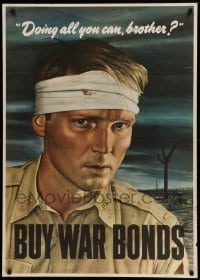 3k138 DOING ALL YOU CAN BROTHER 29x40 WWII war poster '43 Robert Sloan art of wounded soldier!
