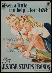 3k141 EVEN A LITTLE CAN HELP A LOT - NOW 14x20 WWII war poster '42 art of mom & daughter by Parker