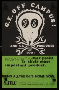 3k176 G.E. OFF CAMPUS 11x17 Vietnam War poster '69 boycott GE, war profit is their best product!